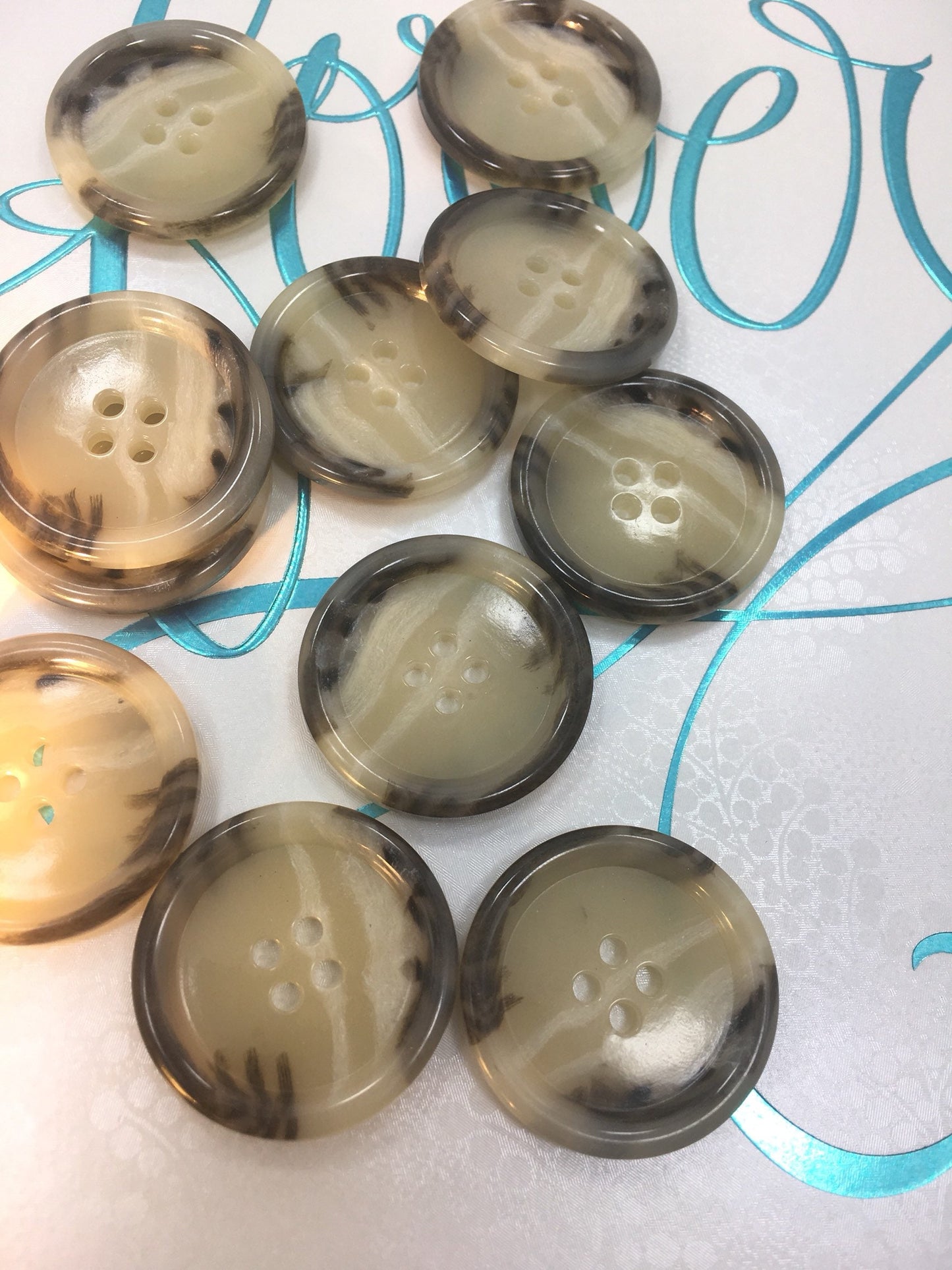 QUALITY 1-1/8" Marble-like Tan Brown Buttons ITALIAN Vintage Sewing Button for Clothing / Coat & Jacket Buttons / Designer Button 552