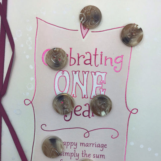 2 Hole Marble Buttons 5/8" Vintage Tan White Buttons for Clothing / Plastic Buttons / Small Buttons / Shirt Buttons 8