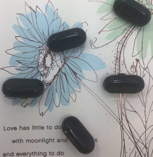 QUALITY 1-1/8" x 5/8" Black Shank Buttons ITALIAN Vintage Sewing Button for Clothing / Coat & Jacket Buttons / Designer Buttons 614