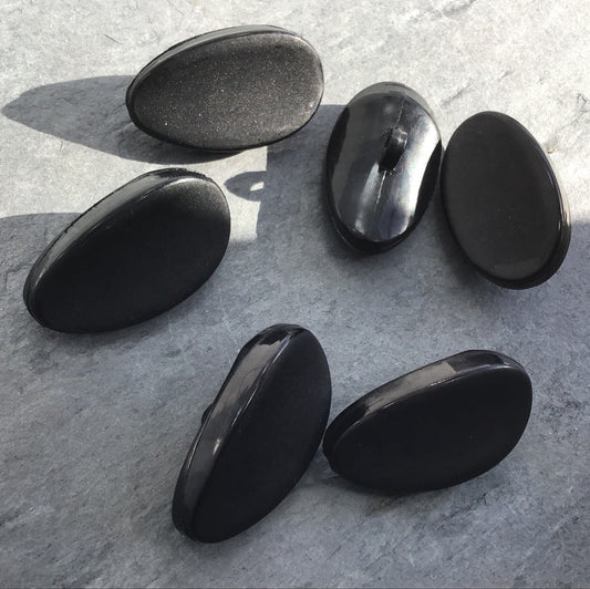 BLACK Almond BIG Shank Buttons Vintage Sewing Button for Clothing / Coat & Jacket Buttons / Designer Decorative Buttons 652