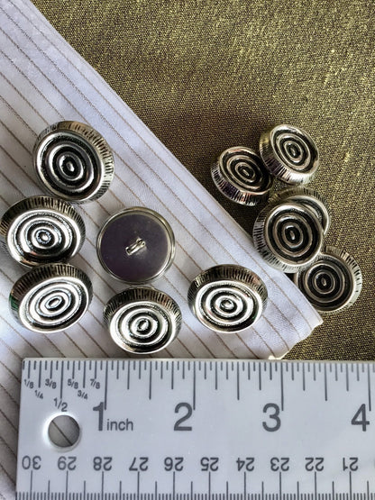 SILVER EMBOSSED Buttons 1" (25mm) 40L Circular Texture Antique Silver Metal Button / Shank Silver Buttons / Silver Blazer Buttons 892