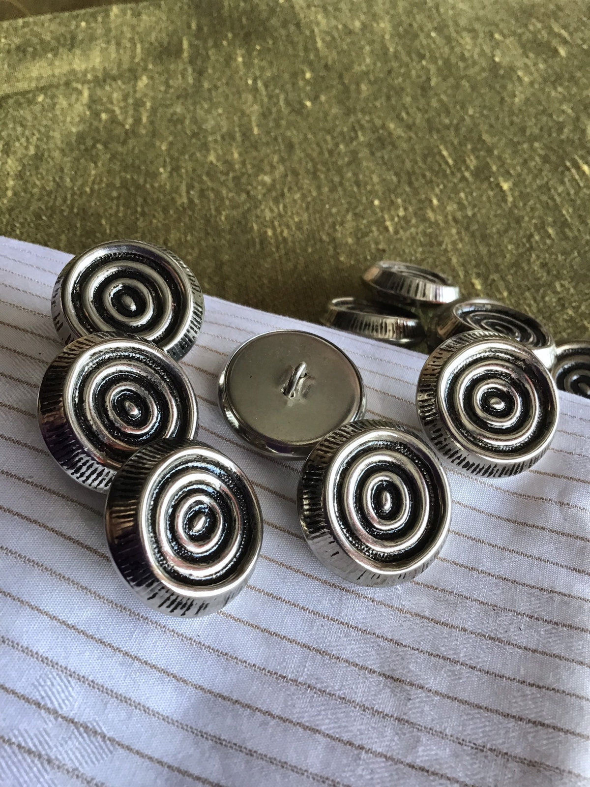 Silver Neck Button SILVER EMBOSSED Buttons 1
