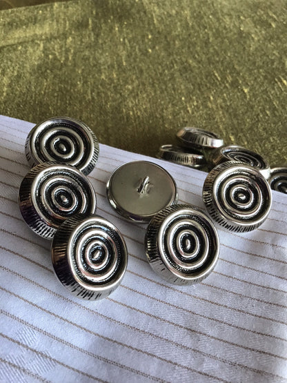 SILVER EMBOSSED Buttons 1" (25mm) 40L Circular Texture Antique Silver Metal Button / Shank Silver Buttons / Silver Blazer Buttons 892