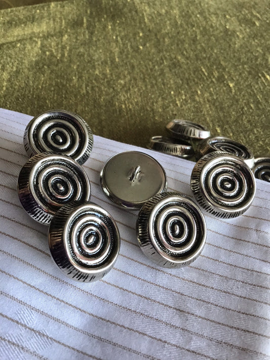 SILVER EMBOSSED Buttons 1" (25mm) 40L Circular Texture Antique Silver Metal Button / Shank Silver Buttons / Silver Blazer Buttons 892