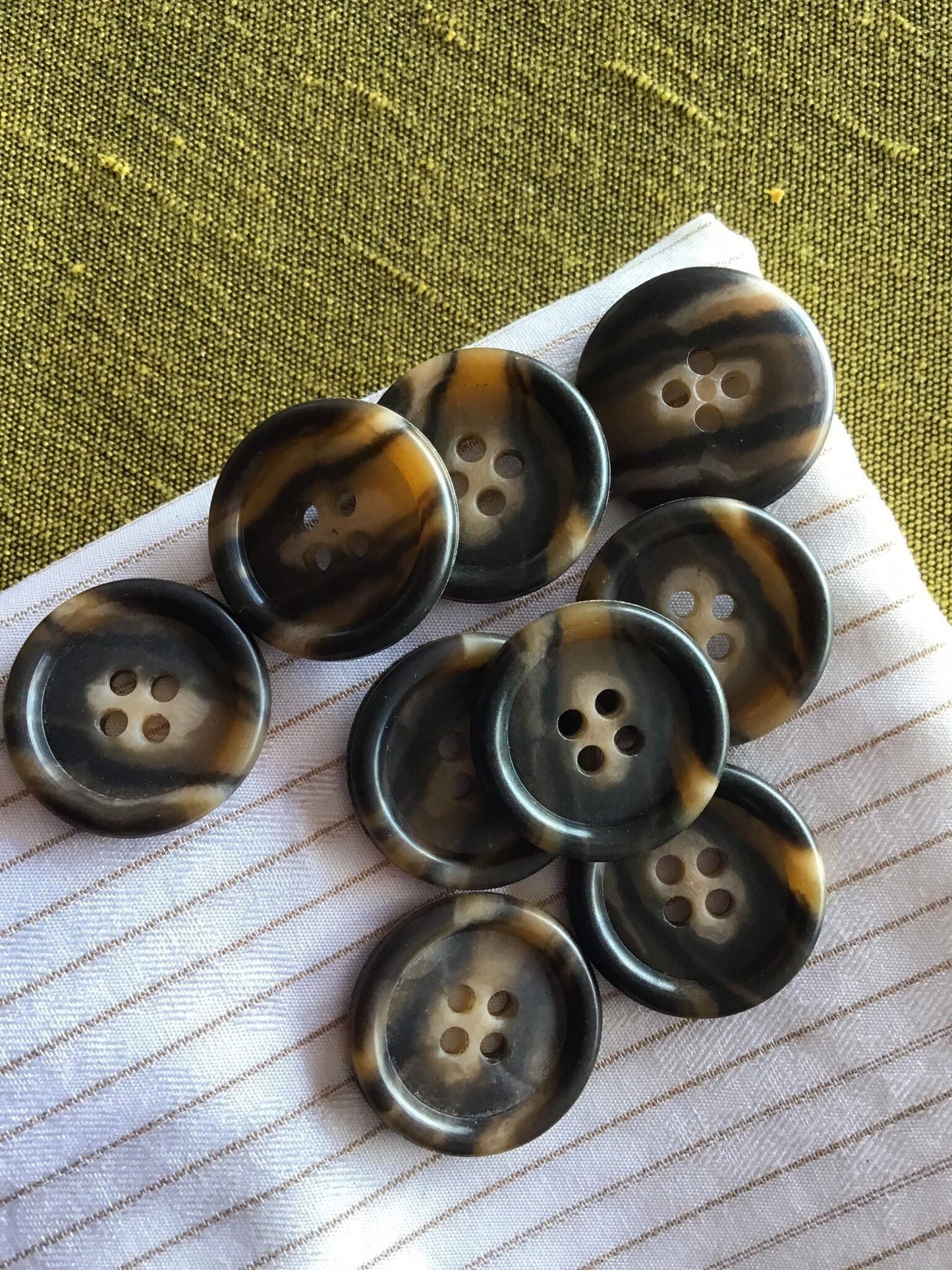 Italian BROWN TAN 4 Hole Buttons 1-1/8" (28mm) Multi Brown Two Tone Buttons/ Clothing Vintage Buttons/ Wholesale Sewing Buttons #1180
