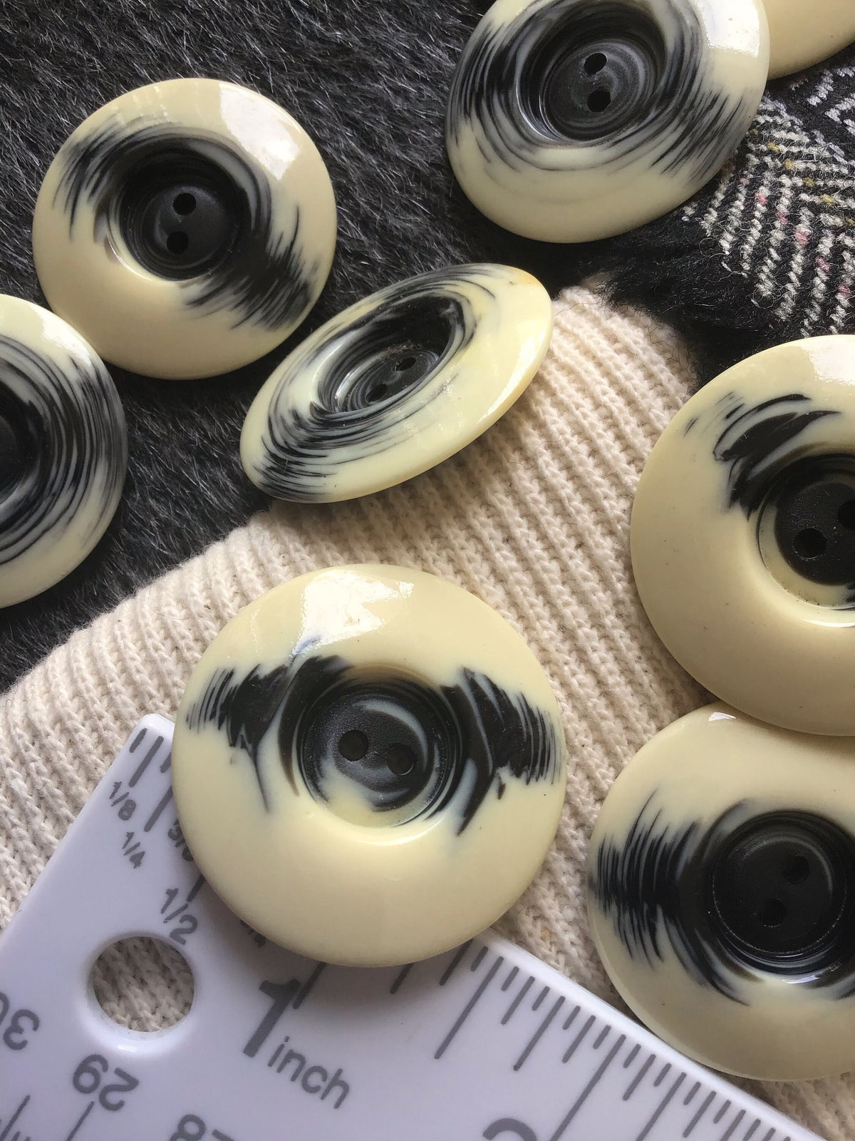 Cap Button Ivory Black Eye IVORY ITALIAN VINTAGE Buttons for Coat and Jacket 1-3/8” / 3 ...