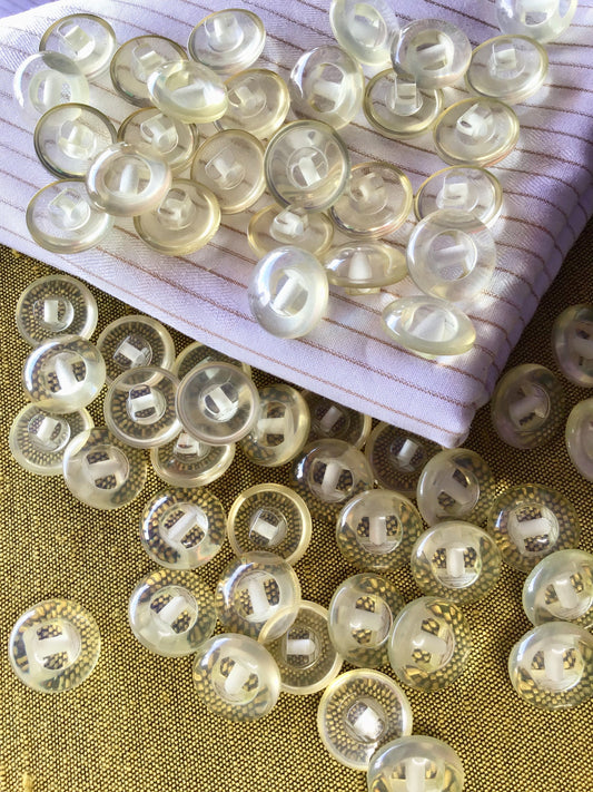 CLEAR CREAM DOME Vintage Shank 9/16" (14mm) 22L Buttons #969 Vintage Buttons/ Wholesale Decorative Buttons