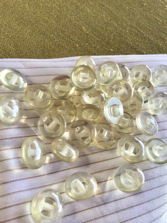 CLEAR CREAM DOME Vintage Shank 9/16" (14mm) 22L Buttons #969 Vintage Buttons/ Wholesale Decorative Buttons