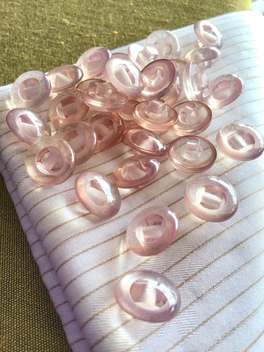 Clear Pale Salmon Dome Vintage Shank 9/16" (14mm) 22L Buttons #968 Vintage Shank Clear Buttons/ Wholesale Decorative Buttons