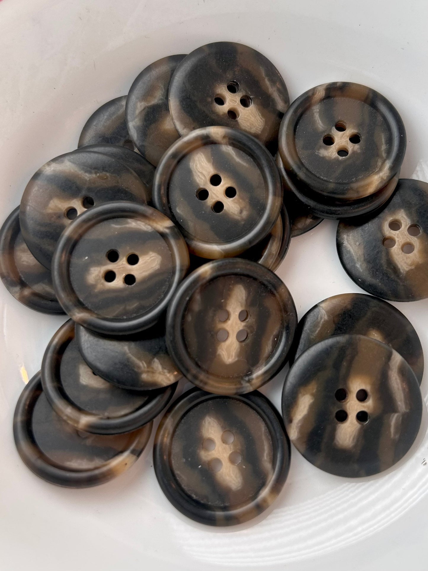 Italian BROWN TAN 4 Hole Buttons 1-1/8" (28mm) Multi Brown Two Tone Buttons/ Clothing Vintage Buttons/ Wholesale Sewing Buttons #1180