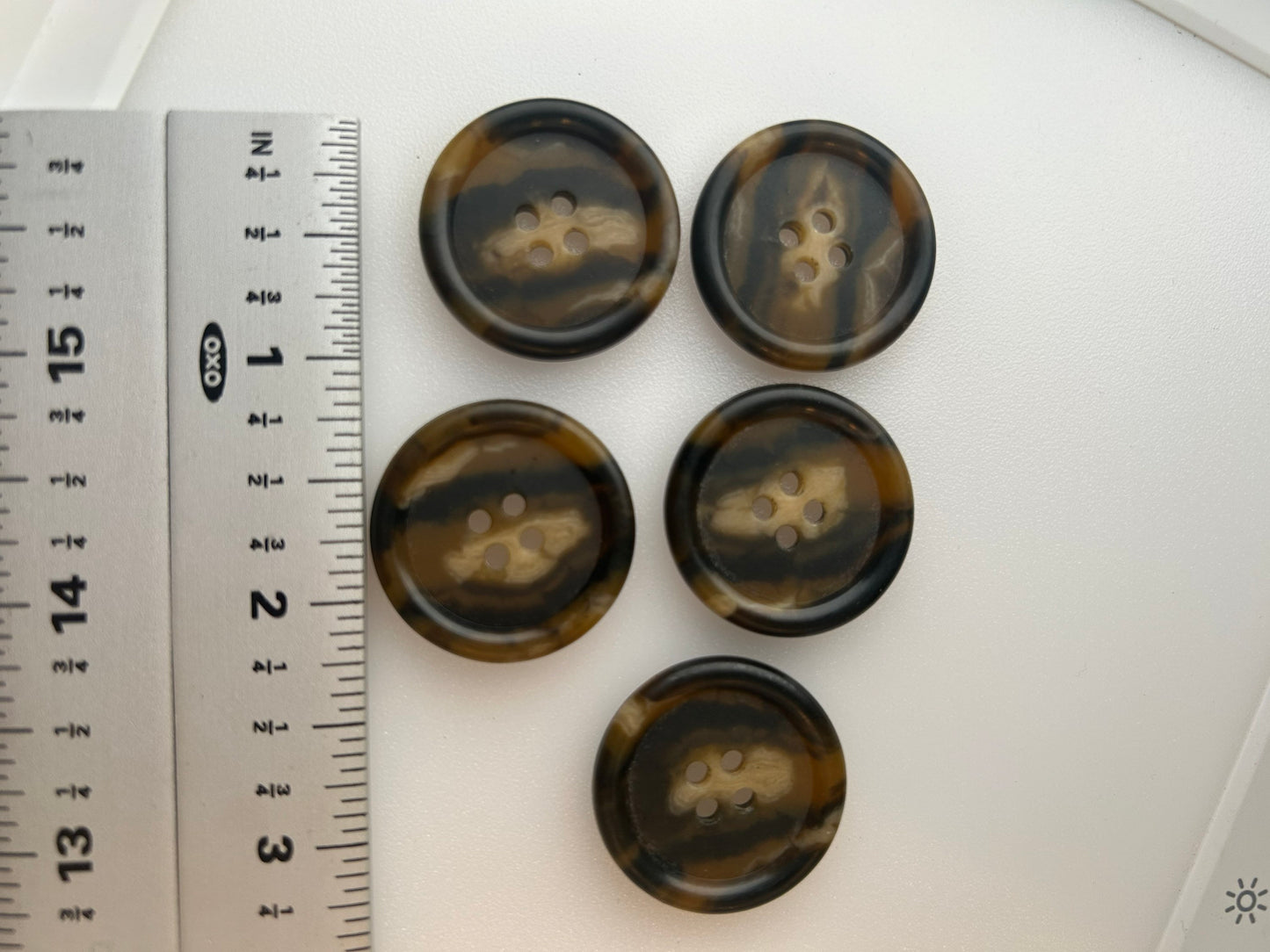 Italian BROWN TAN 4 Hole Buttons 1-1/8" (28mm) Multi Brown Two Tone Buttons/ Clothing Vintage Buttons/ Wholesale Sewing Buttons #1180