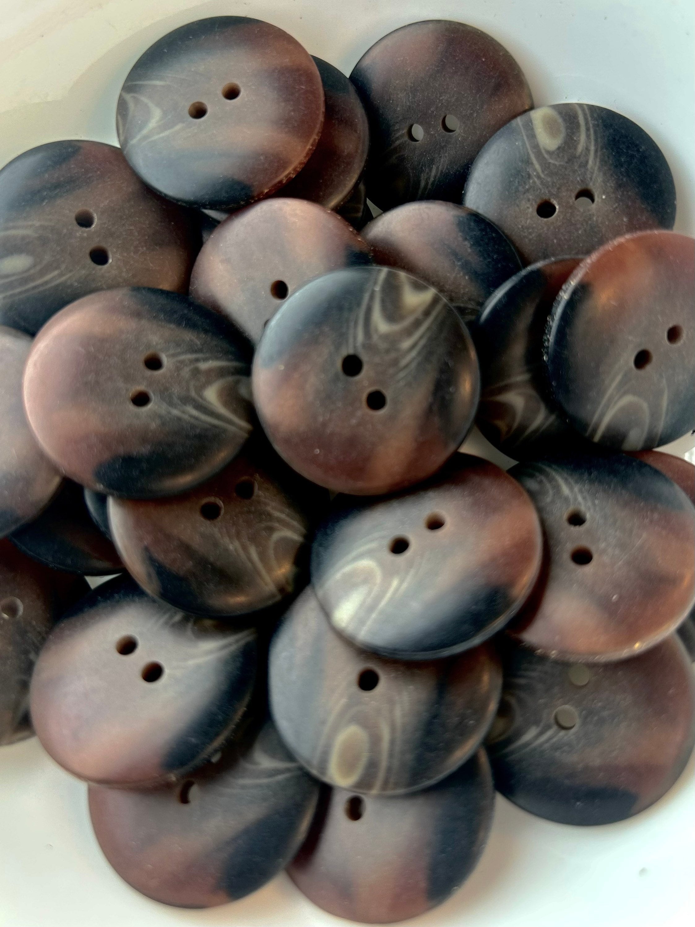 Brown Button Rectangle ITALIAN EARTH BROWN 2 Hole Buttons 1-1/8
