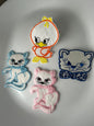 Cats and duck Vintage Appliqués Collection blue pink dark blue orange and yellow duckling set patches #52