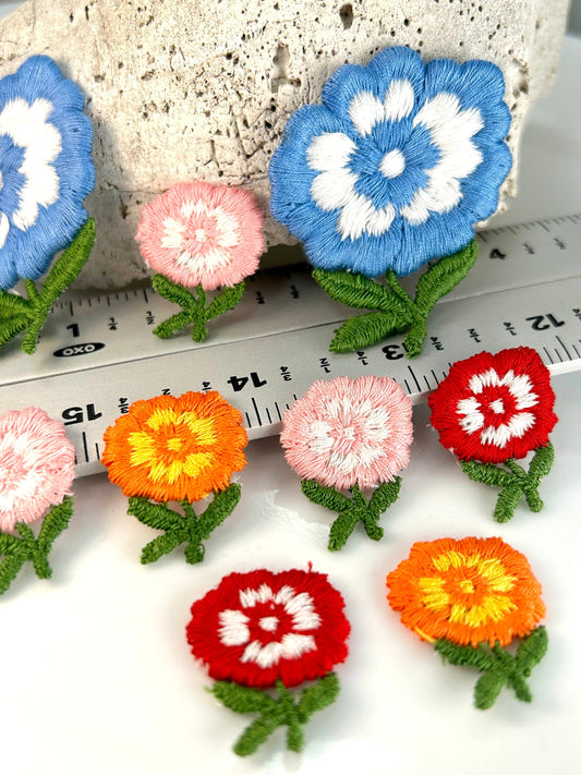 Extremely rare Vintage appliqués large blue, orange, red or pink floral appliques Collectible lot#42