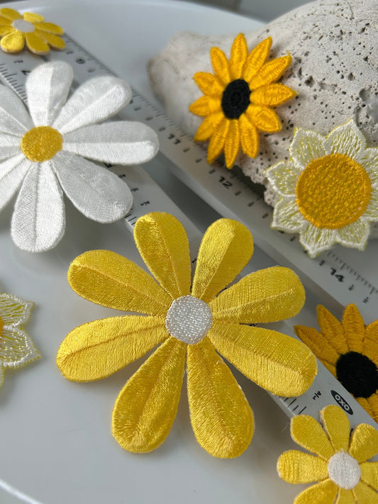 Radiance of the sun appliqués white, gold black, lemonade bright yellow iron on appliques patches #47