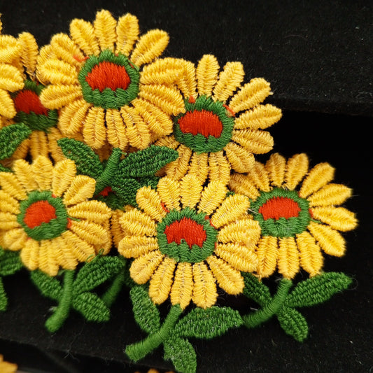 FLORAL VINTAGE appliques orange green yellow flower Patches #174