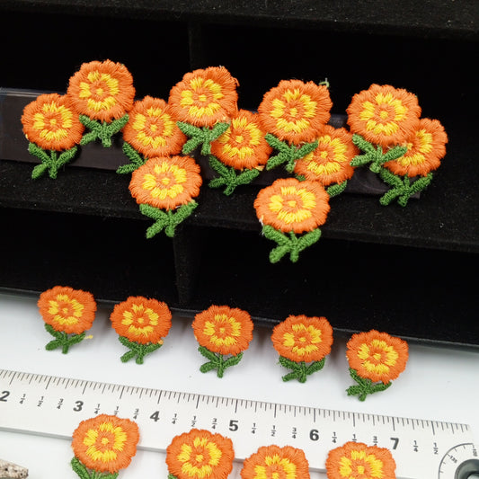 FLORAL VINTAGE appliques yellow orange flower Patches #170