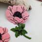4 pieces FLORAL VINTAGE COTTON appliques Pink white orange flower Patches #160