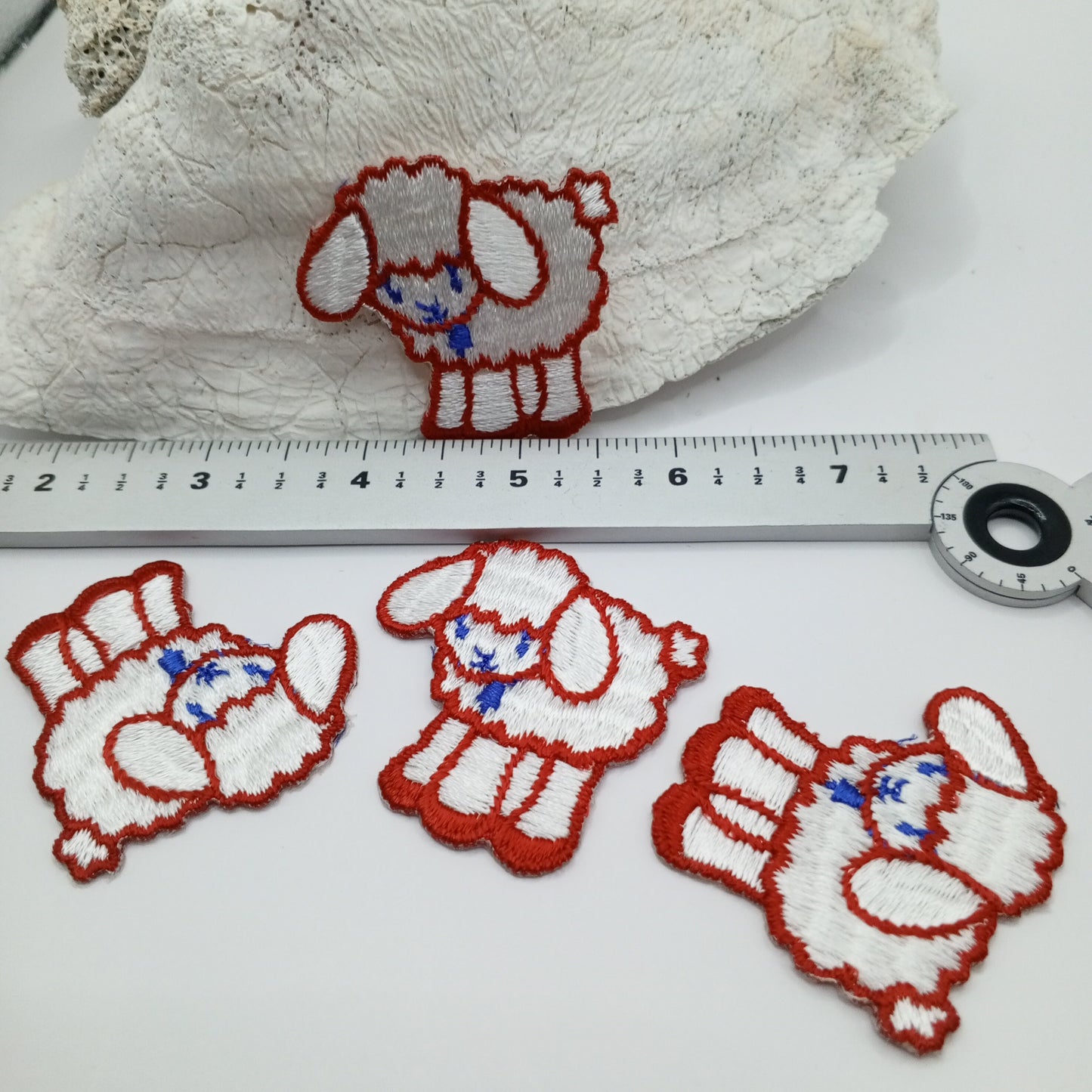 Red blue white sheep sewing, appliqué Patches #432