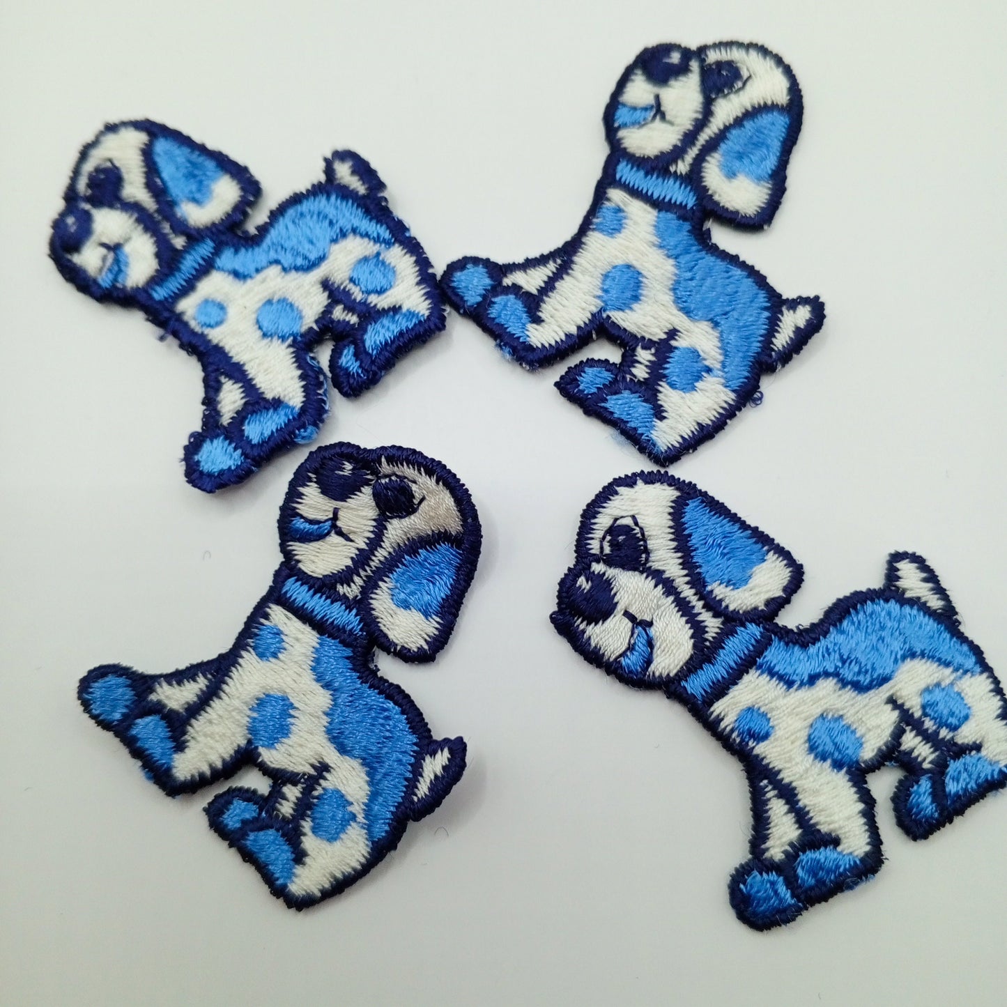 Blue, black, white dog sewing, appliqué Patches #424