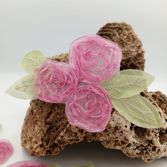 FLORAL VINTAGE appliques mauve grape sheer flower green silver Patches #281