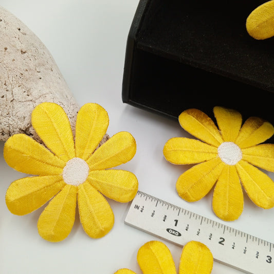 FLORAL VINTAGE appliques 3” big yellow daisy flower Patches #198