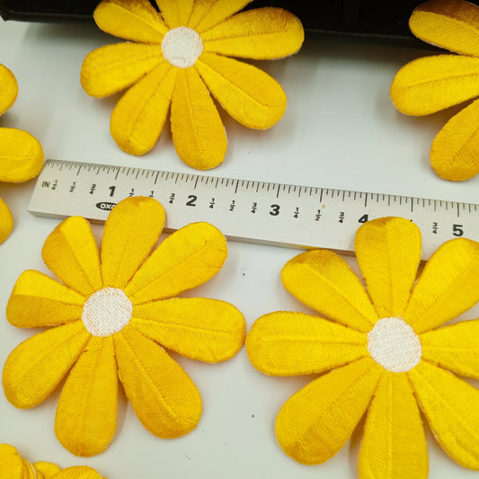 FLORAL VINTAGE appliques 3” big yellow daisy flower Patches #198