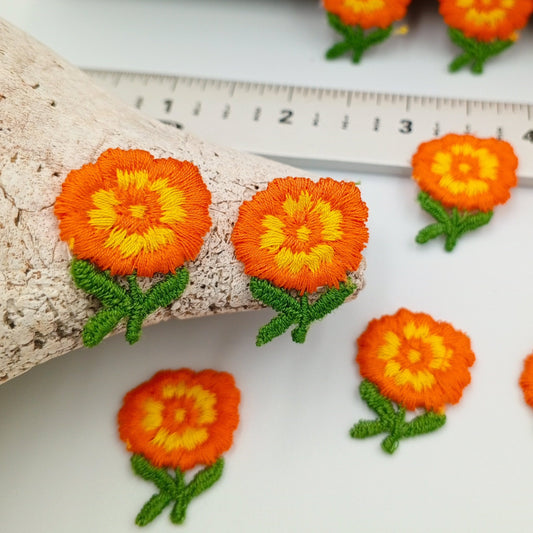FLORAL VINTAGE appliques yellow orange flower Patches #170