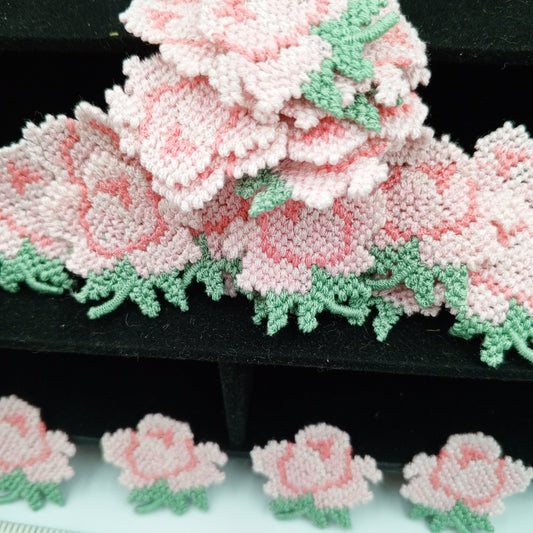 FLORAL VINTAGE appliques pink flower Patches #178