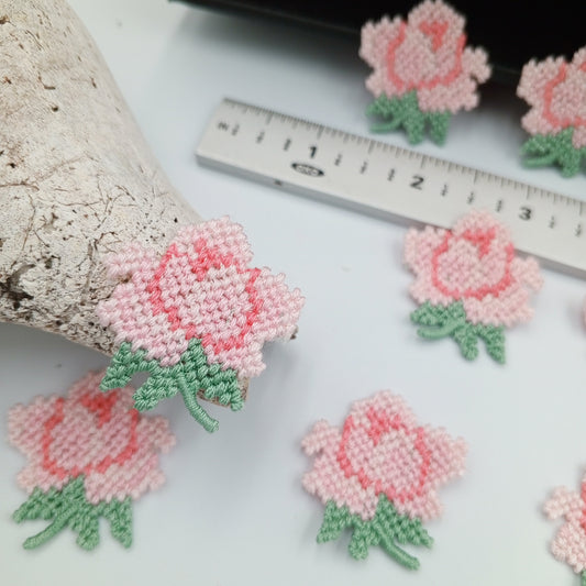 FLORAL VINTAGE appliques pink flower Patches #178