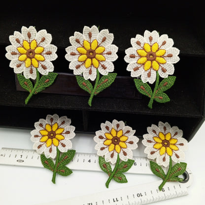FLORAL VINTAGE appliques yellow brown off white flower Patches #173