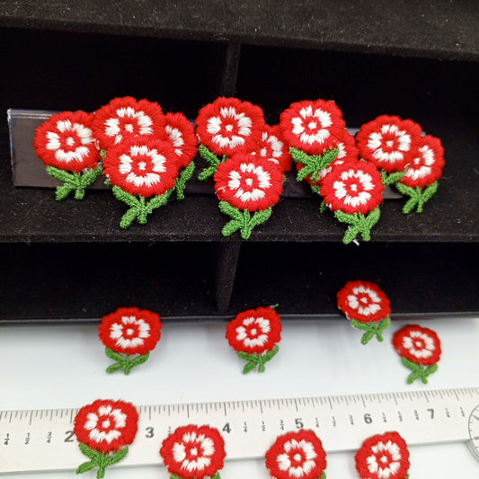 FLORAL Vintage Red Flowers Appliques - Small Size - Perfect for Crafts and Sewing Projects Patches #171