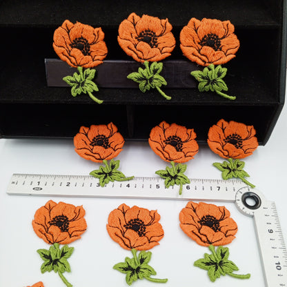 4 pieces FLORAL VINTAGE COTTON appliques Pink white orange flower Patches #160