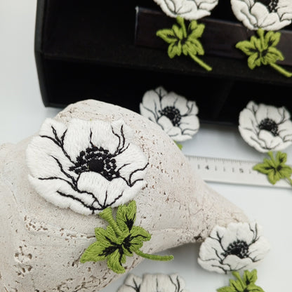 4 pieces FLORAL VINTAGE COTTON appliques Pink white orange flower Patches #160