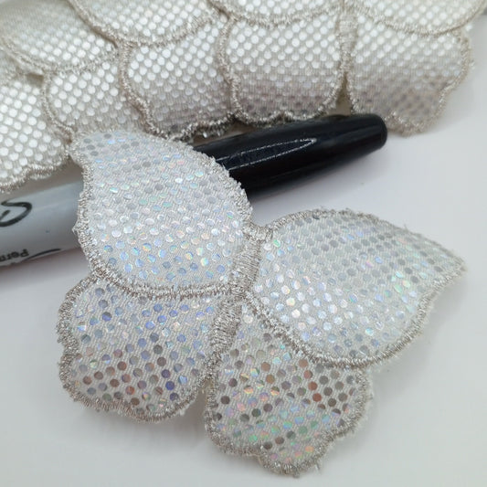 Glistening Hologram Silver Butterfly Iron on Patches #487