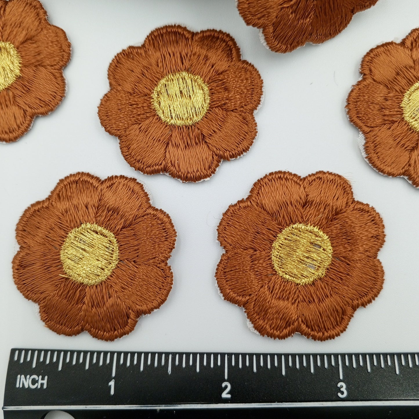 FLORAL VINTAGE appliques gold metallic brown flower Patches iron on #218