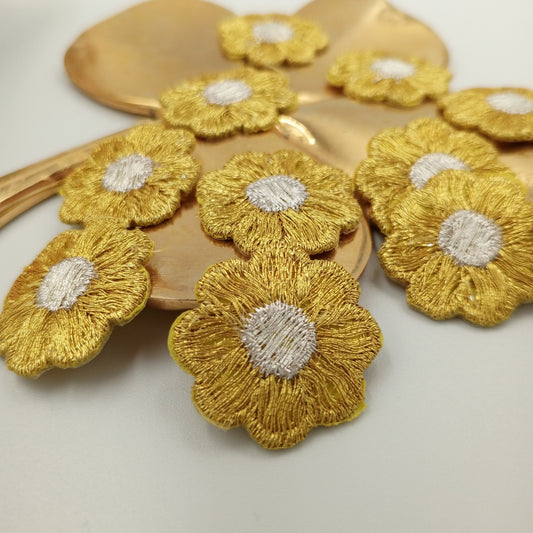 FLORAL VINTAGE appliques silver metallic gold flower Patches iron on #219