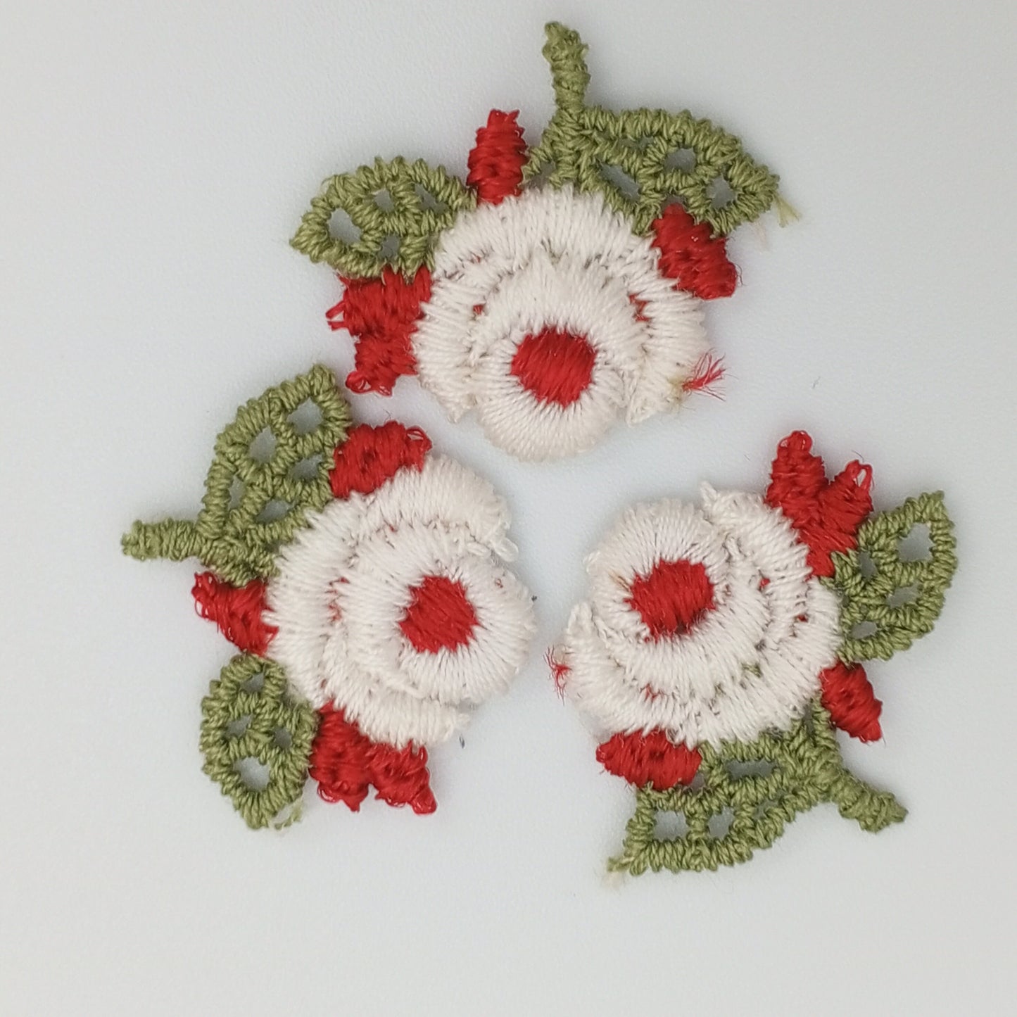 FLORAL VINTAGE applique Red Green Beige Flower Patches #228
