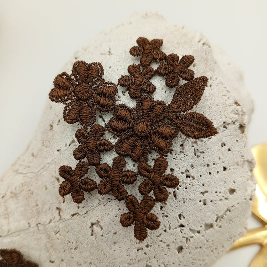 FLORAL VINTAGE appliques brown flower Patches #238
