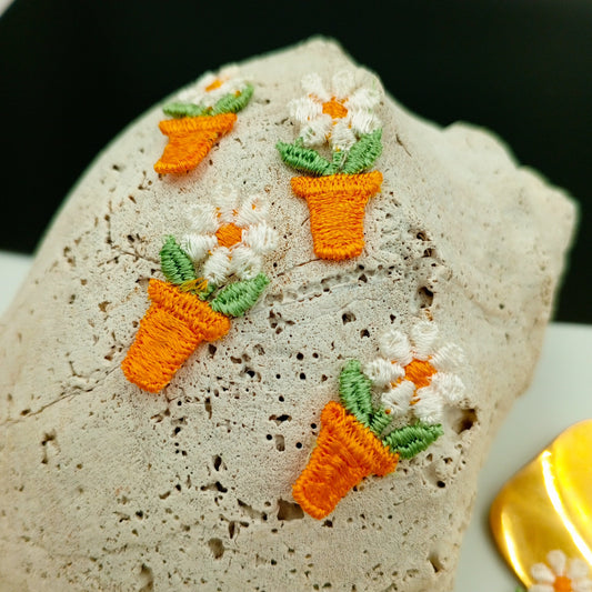 FLORAL VINTAGE appliques orange white flower Patches #245