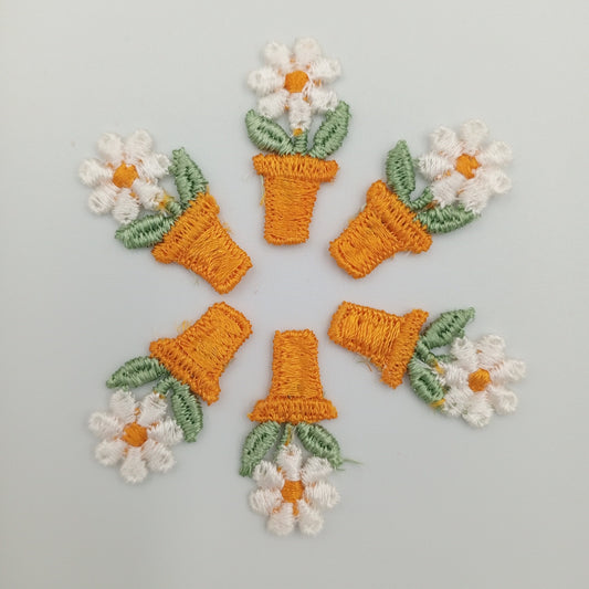 FLORAL VINTAGE appliques orange white flower Patches #245