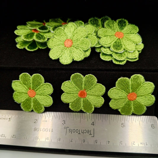FLORAL VINTAGE appliques orange Green flower iron-on Patches #193