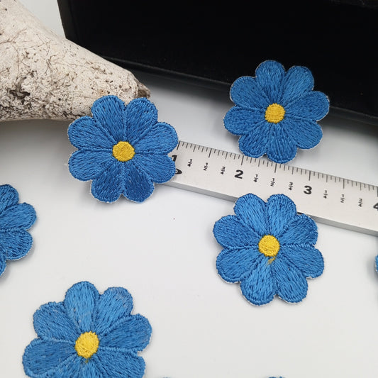 FLORAL VINTAGE appliques yellow blue flower iron-on Patches #194
