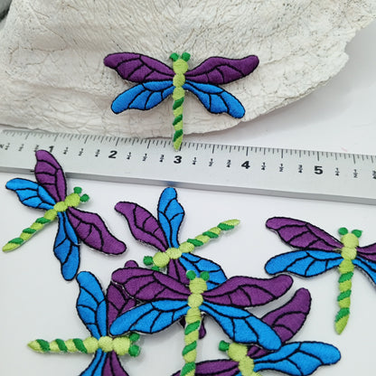 Blue purple green Dragonfly Patches iron on sewing appliqué #484