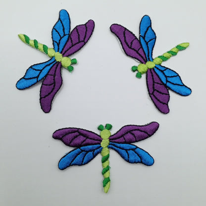 Blue purple green Dragonfly Patches iron on sewing appliqué #484