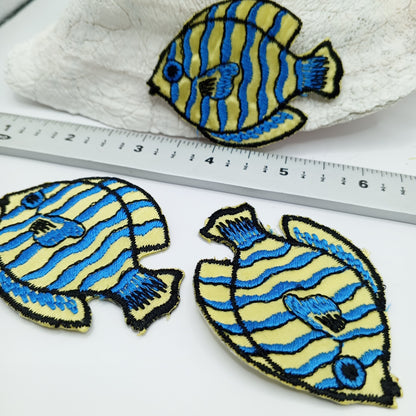 Blue Yellow Fish appliqué Iron on Patches #460
