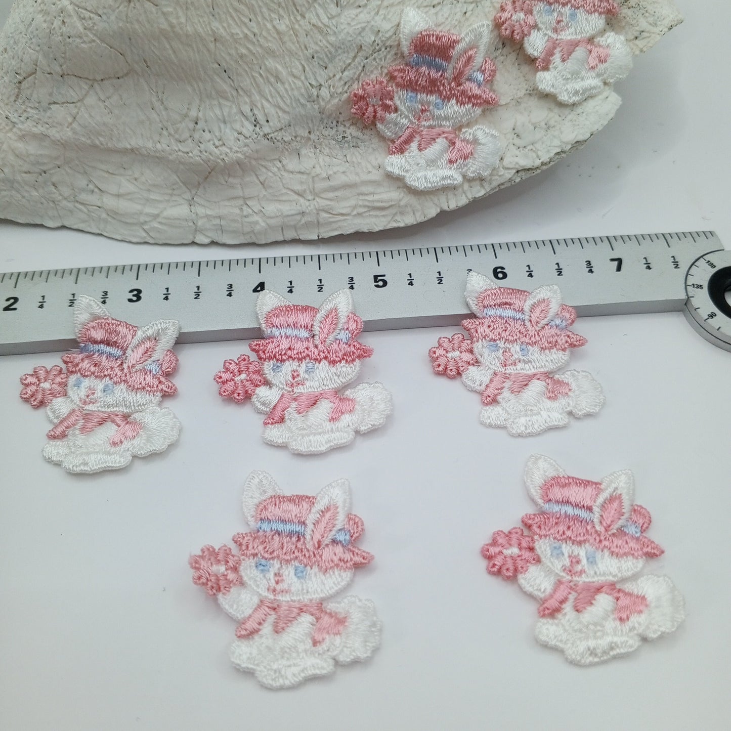 Baby blue pink Hat Easter bunny Patches sewing appliqué #448