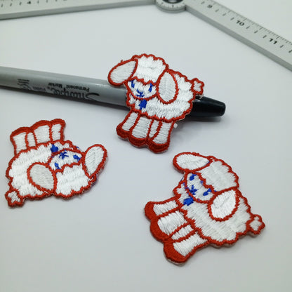 Red blue white sheep sewing, appliqué Patches #432