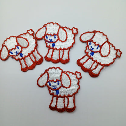 Red blue white sheep sewing, appliqué Patches #432