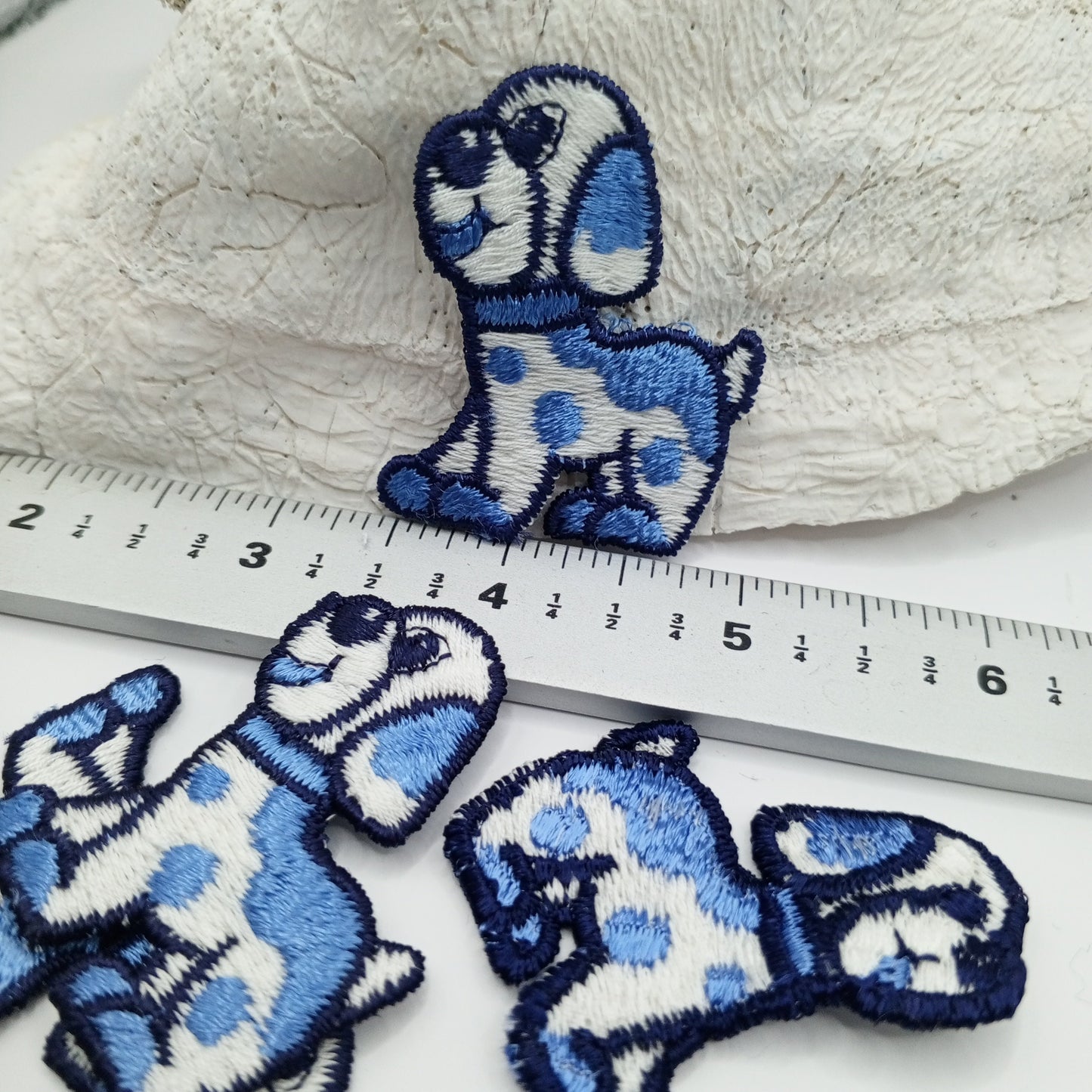 Blue, black, white dog sewing, appliqué Patches #424